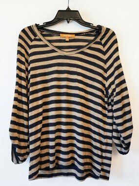 Women’s Navy & Tan V-Neck Shirt